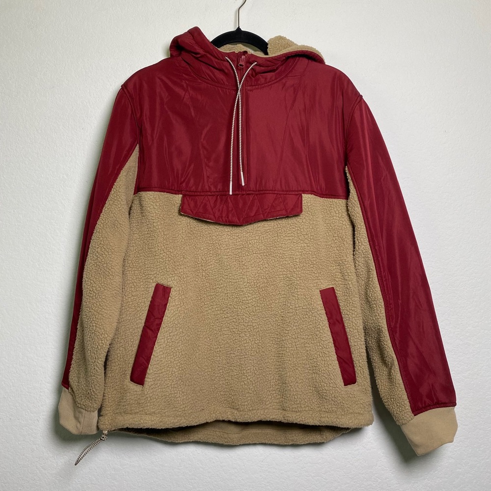Fielder Bonobos Mens Beige Sherpa Pullover Hoodie Jacket Size L‎ Cozy Outdoors